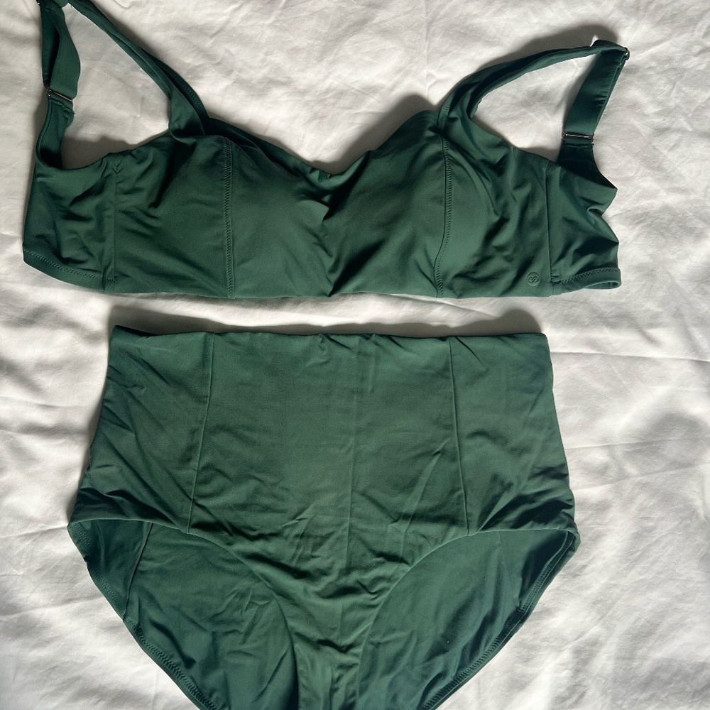 CALIA by Carrie Underwood Forest Green High Waist Bikini Set